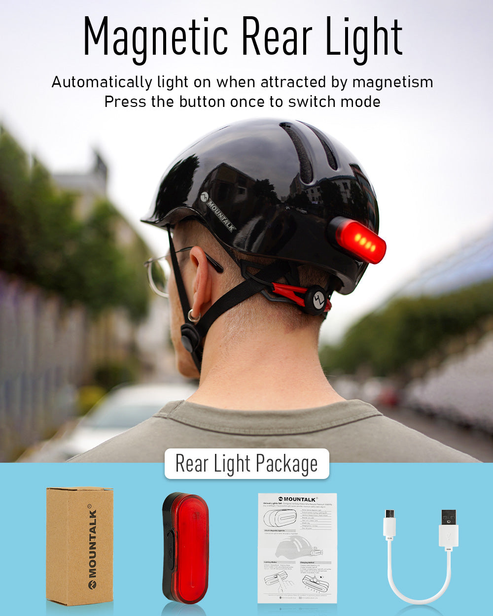 MOUNTALK Bike Helmets with Magnetic Light