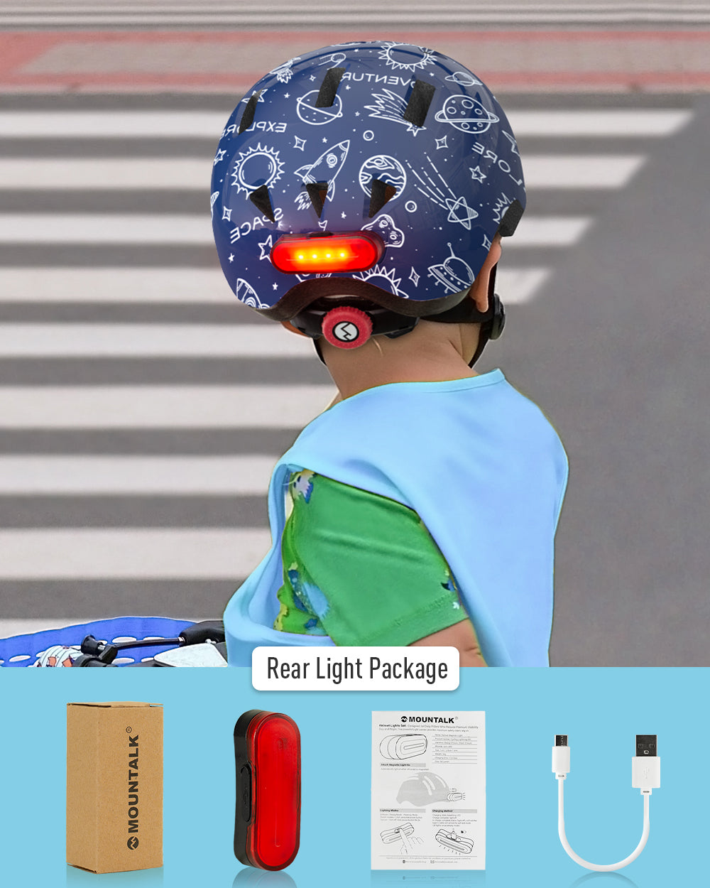 MOUNTALK Bike Helmet Rear Light
