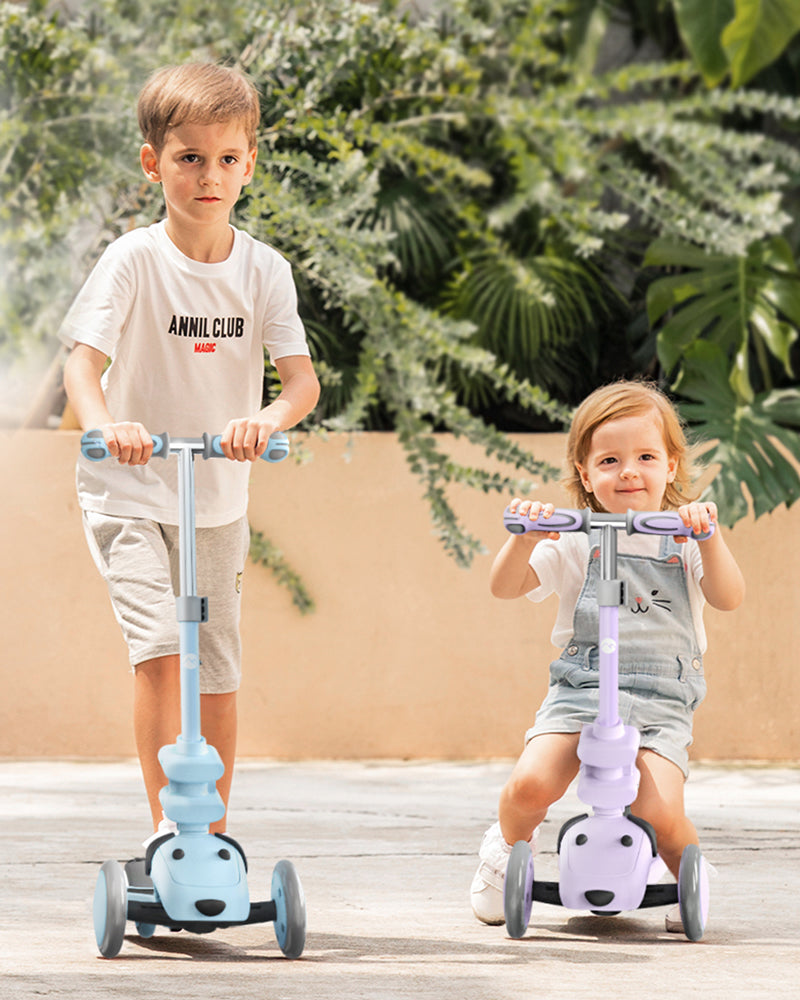 MOUNTALK 3 Wheels Foldable Kids Scooter with Adjustable Heights and LED Wheel