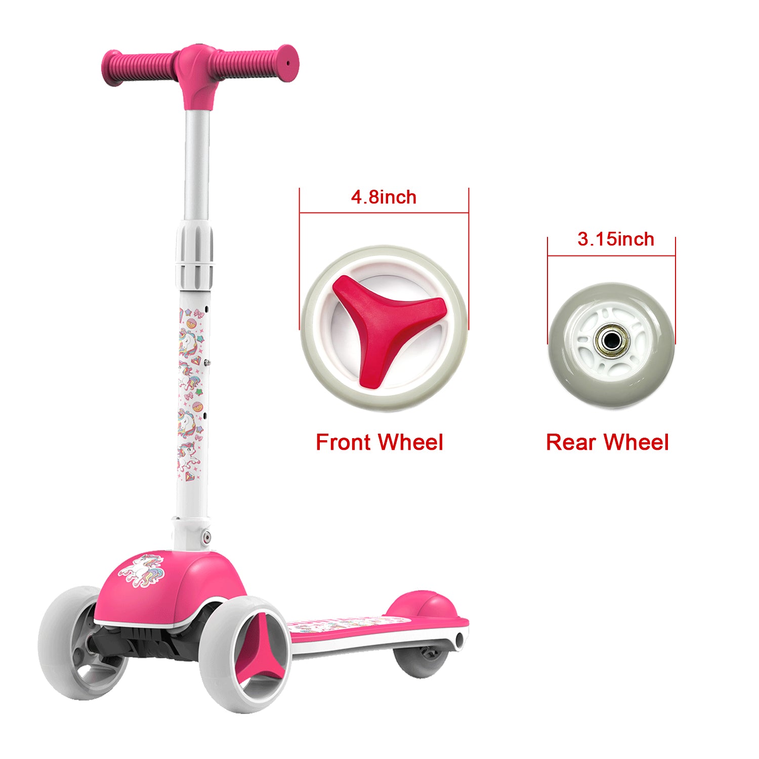 MOUNTALK 3 Wheels Foldable Kids Scooter with Adjustable Heights and LED Wheel