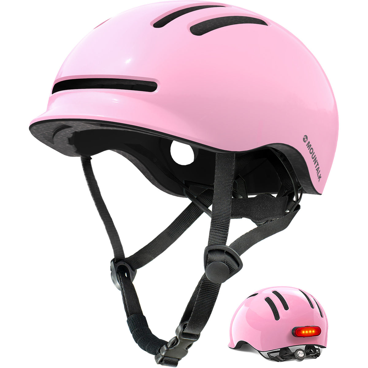 Bike Helmets for Adults with Magnetic Light, Shiny Pink