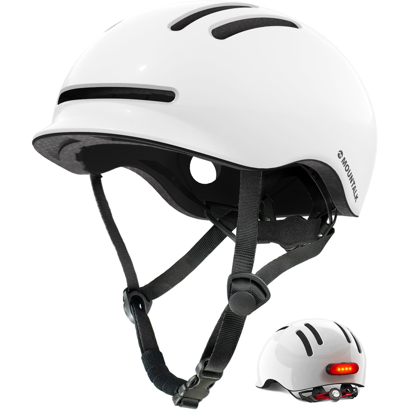 Bike Helmets for Adults with Magnetic Light，Shiny White