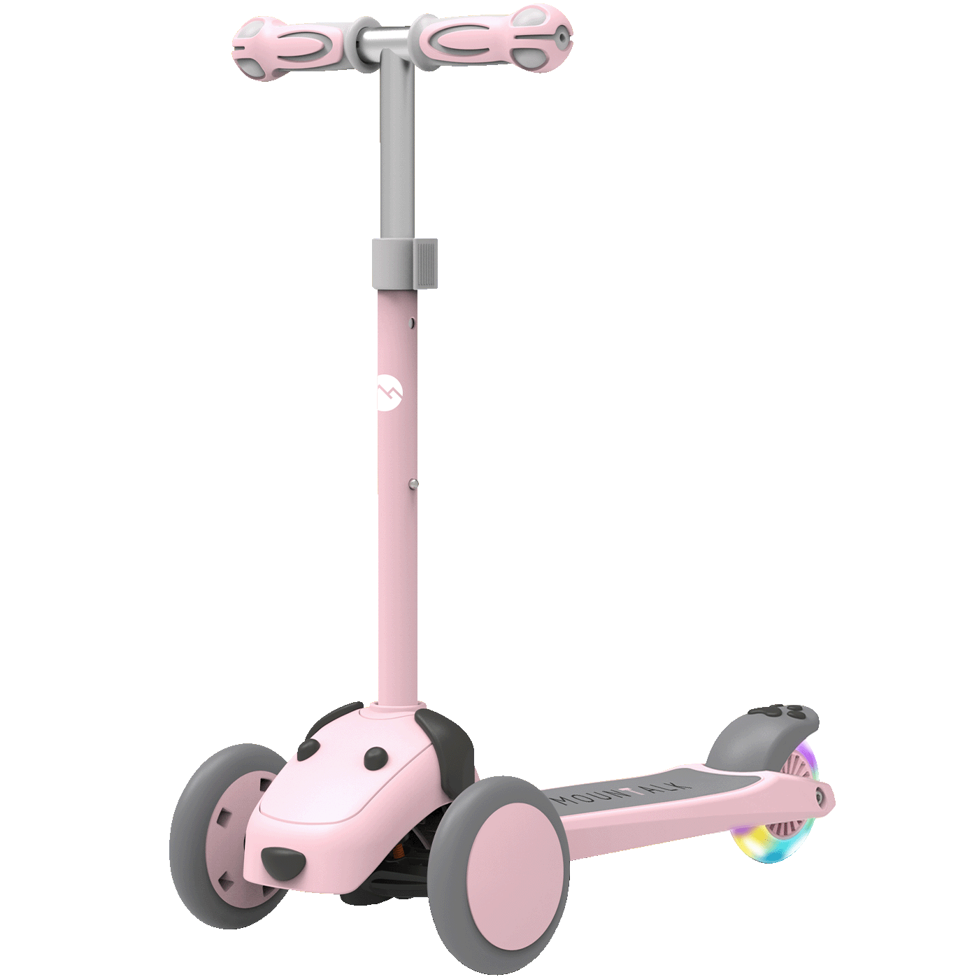 3 Wheels Foldable Kids Scooter with Adjustable Heights and LED Wheel, Dog, Pink