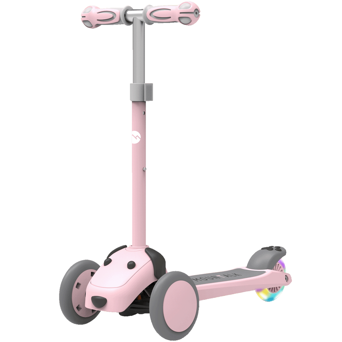 3 Wheels Foldable Kids Scooter with Adjustable Heights and LED Wheel, Dog, Pink