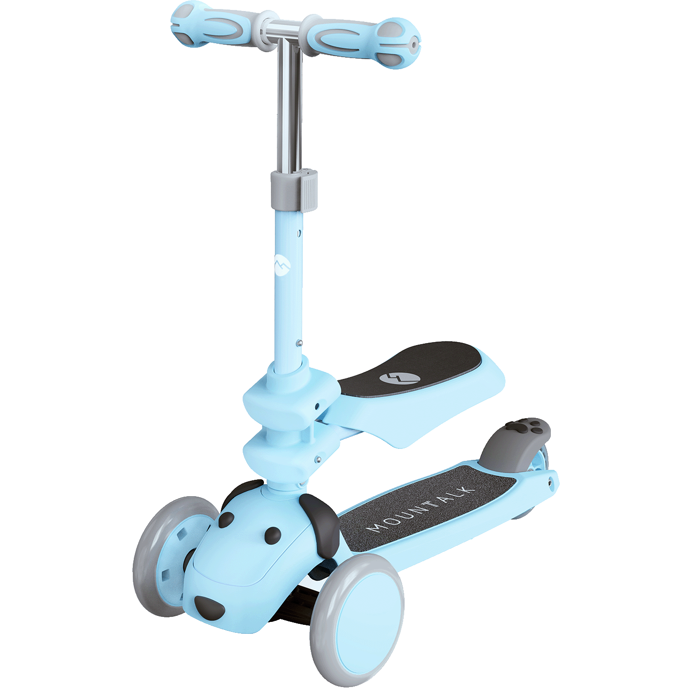 3 Wheels Foldable Kids Scooter with Seats and Adjustable Heights, Dog, Blue