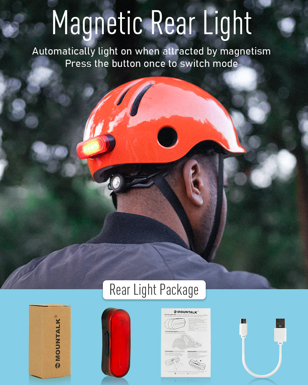Bike Helmets for Adults with Magnetic Light，Shiny White