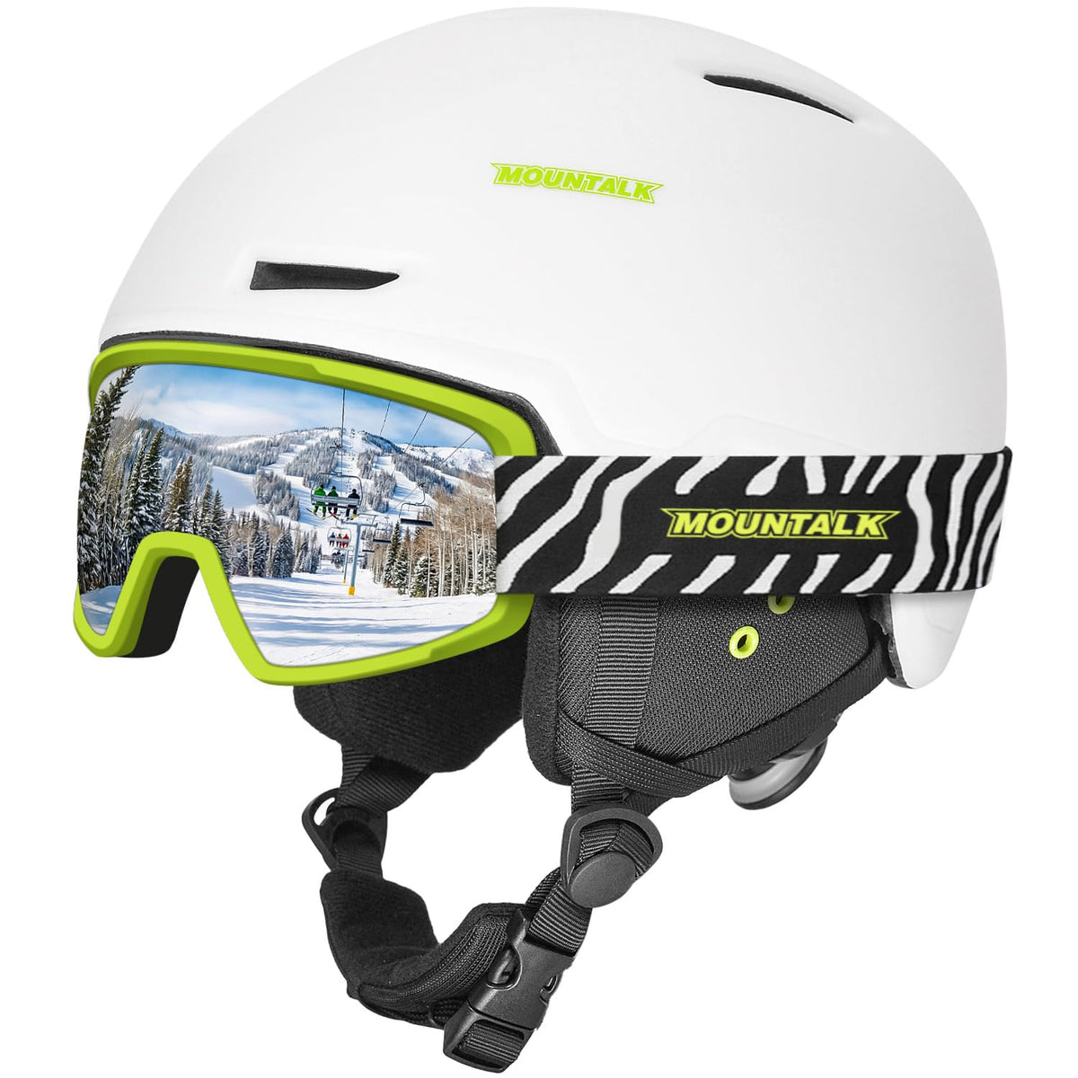 MOUNTALK ski helmet and goggles set – Matte White